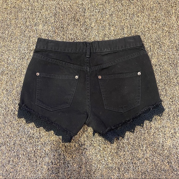 Free People Black Lacey Denim Cutoff Shorts - Picture 6 of 9